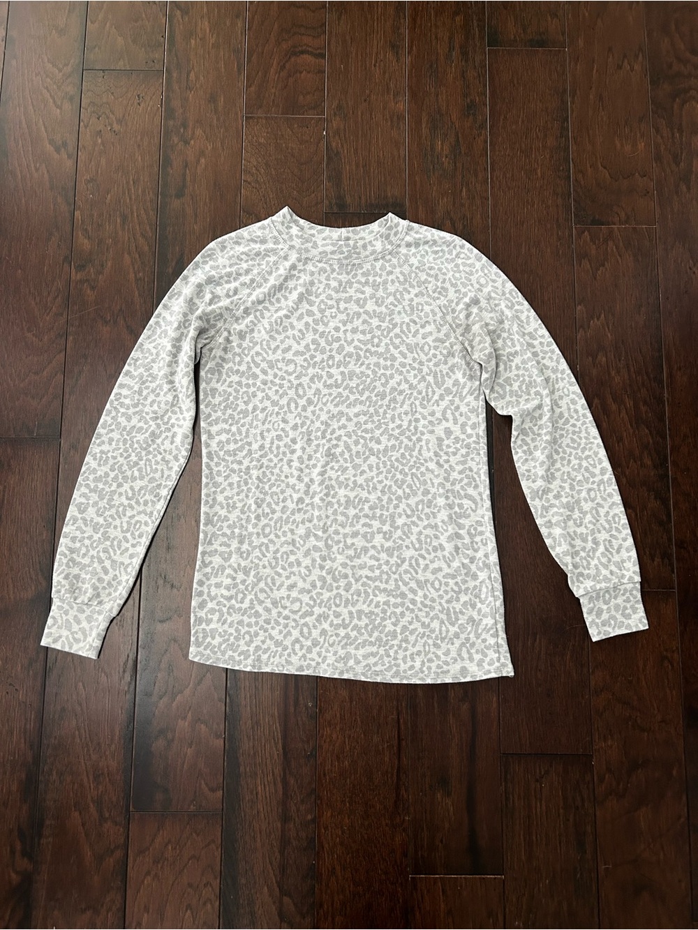 Loveapella Long Sleeve Crewneck Tee with Subtle Leopard Print